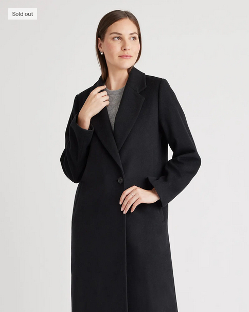 Quince Italian Wool Classic Single Breasted Coat Black XS